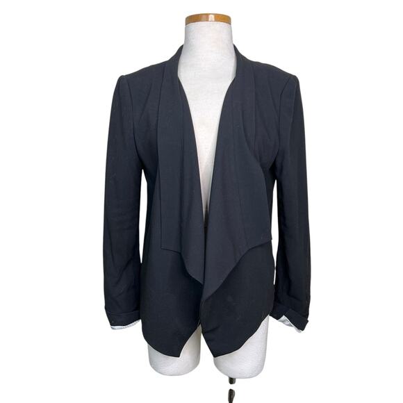 BCBGMAXAZRIA Aubree Open Drape Front Relaxed Blazer Jacket Black M Medium - Picture 1 of 7